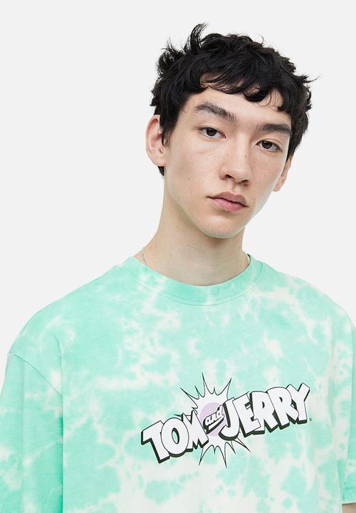 H&M - Relaxed fit printed T-shirt - mint green/tom and jerry 