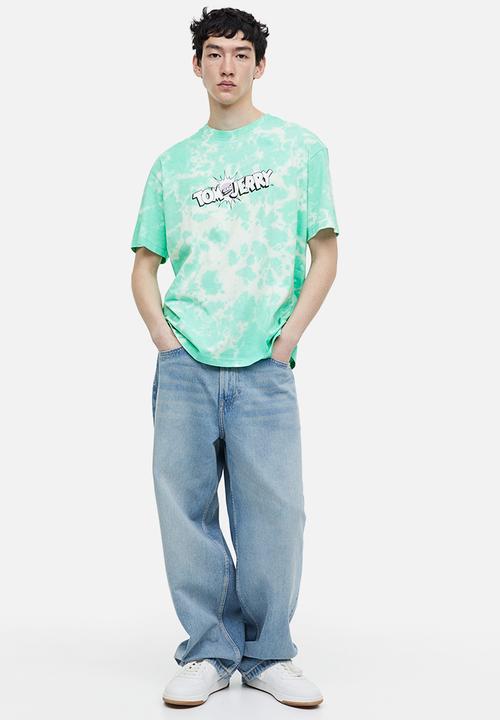 H&M - Relaxed fit printed T-shirt - mint green/tom and jerry 