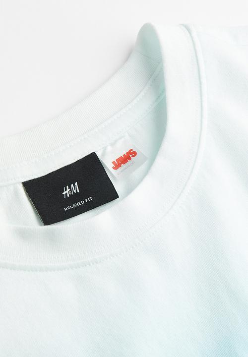H&M - Relaxed fit printed T-shirt - light blue/jaws