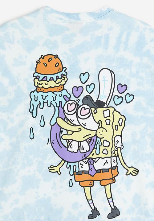 H&M - Relaxed fit printed T-shirt - light blue/spongebob