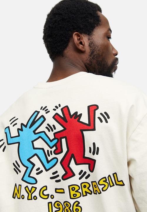 H&M - Relaxed fit printed T-shirt - cream/keith haring 