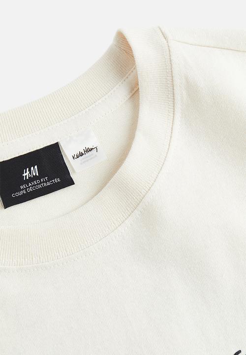H&M - Relaxed fit printed T-shirt - cream/keith haring 