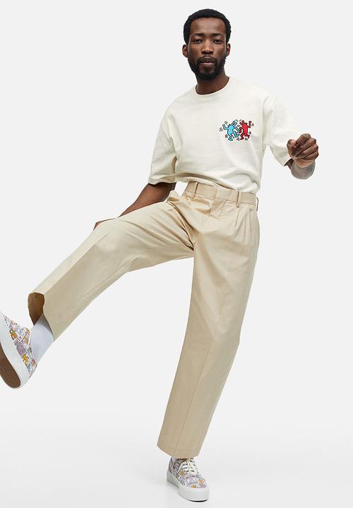 H&M - Relaxed fit printed T-shirt - cream/keith haring 