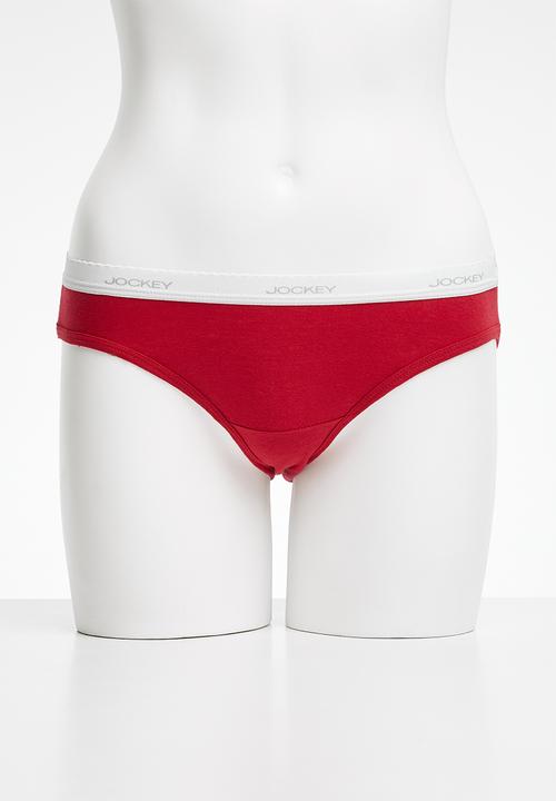 Jockey - 6 pk value plain bikini - shaded spruce/red/dark beige/tranq blue
