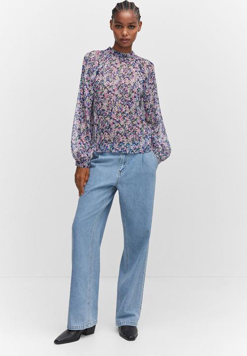 MANGO - Blouse flor - blue