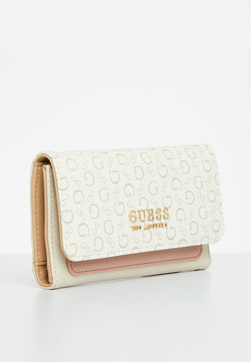 GUESS - Gelber slg slim clutch - white multi