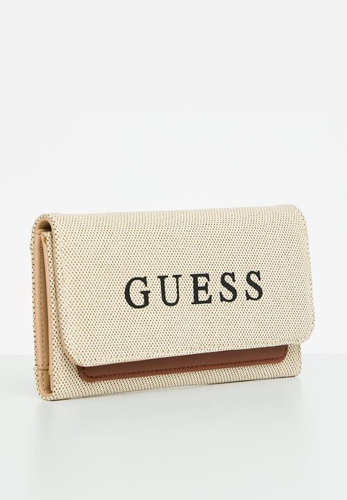 GUESS - Gelber slg slim clutch - canvas 