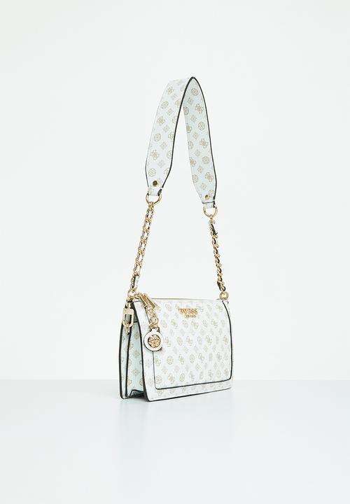 GUESS - Abey multi compartment shoulder bag - white logo