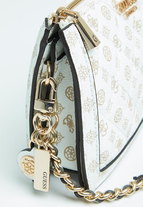 GUESS - Abey multi compartment shoulder bag - white logo