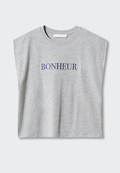 MANGO - T-shirt iris-h - light pastel grey