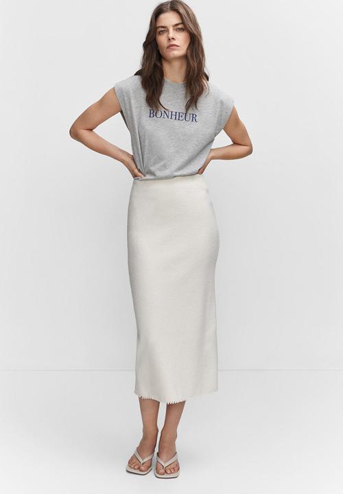 MANGO - T-shirt iris-h - light pastel grey