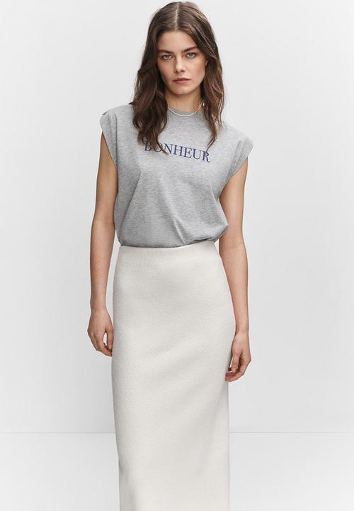 MANGO - T-shirt iris-h - light pastel grey