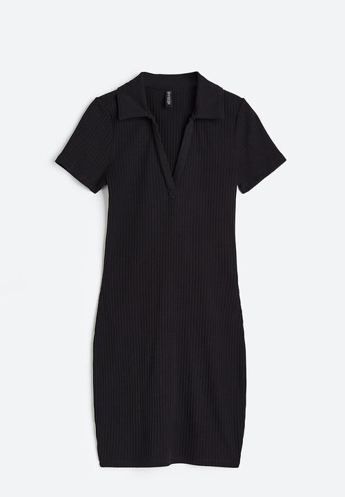H&M - Collared jersey dress - black