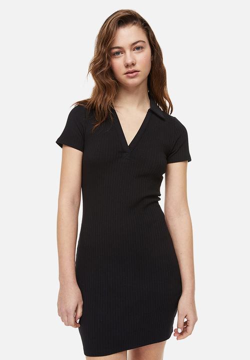 H&M - Collared jersey dress - black