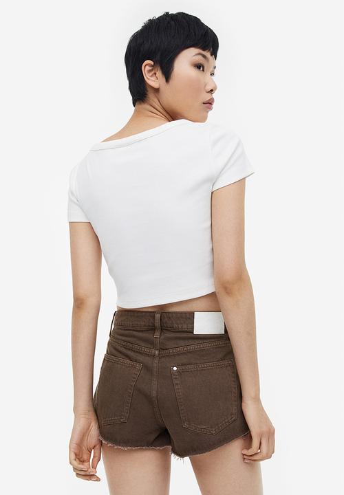 H&M - Curvy fit denim shorts - brown