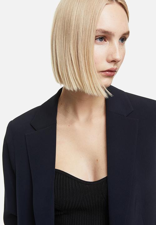 H&M - Gathered-sleeve jacket - navy blue 