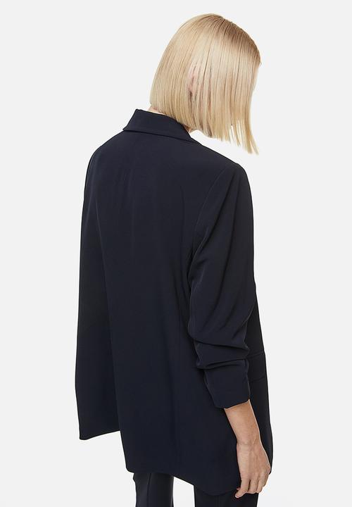 H&M - Gathered-sleeve jacket - navy blue 