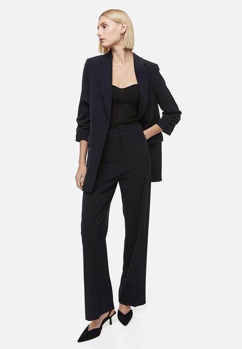 H&M - Gathered-sleeve jacket - navy blue 
