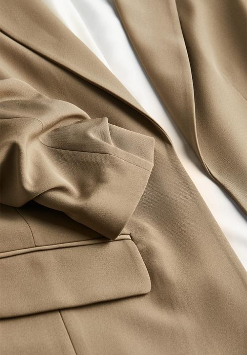 H&M - Gathered-sleeve jacket - dark beige