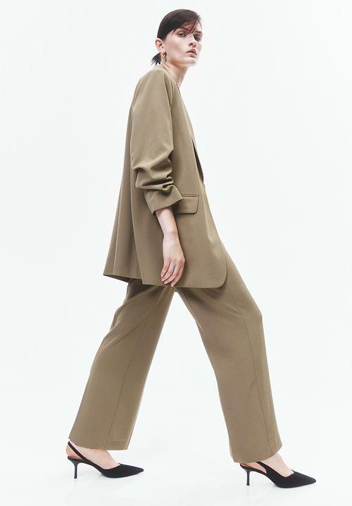 H&M - Gathered-sleeve jacket - dark beige
