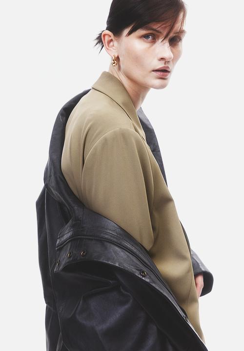 H&M - Gathered-sleeve jacket - dark beige