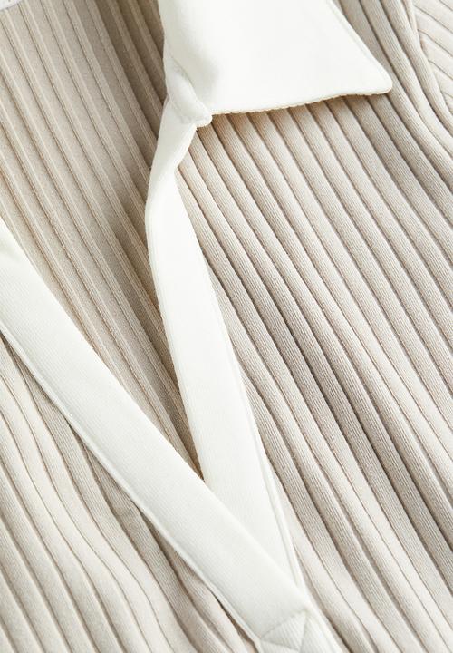 H&M - Collared jersey dress - light greige/white