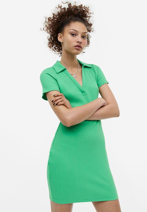 H&M - Collared jersey dress - bright green