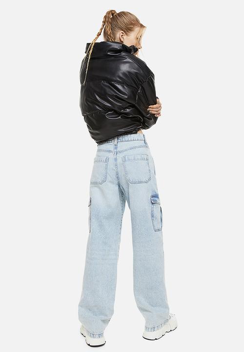 H&M - 90s baggy high cargo jeans - light denim blue 