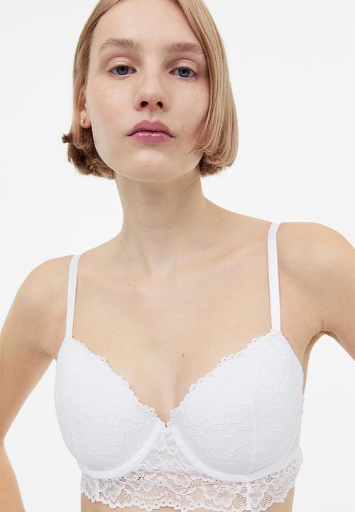 H&M - Padded underwired lace bra - white