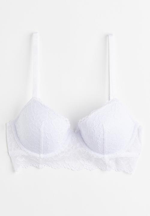 H&M - Padded underwired lace bra - white