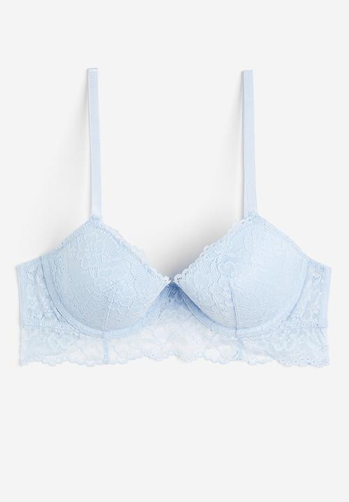 H&M - Padded underwired lace bra - blue