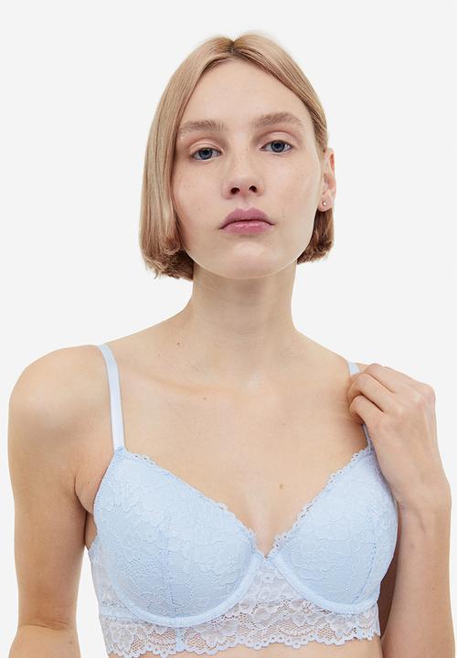 H&M - Padded underwired lace bra - blue