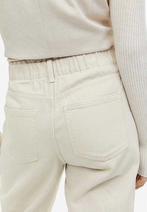 H&M - High waist twill trousers - light beige