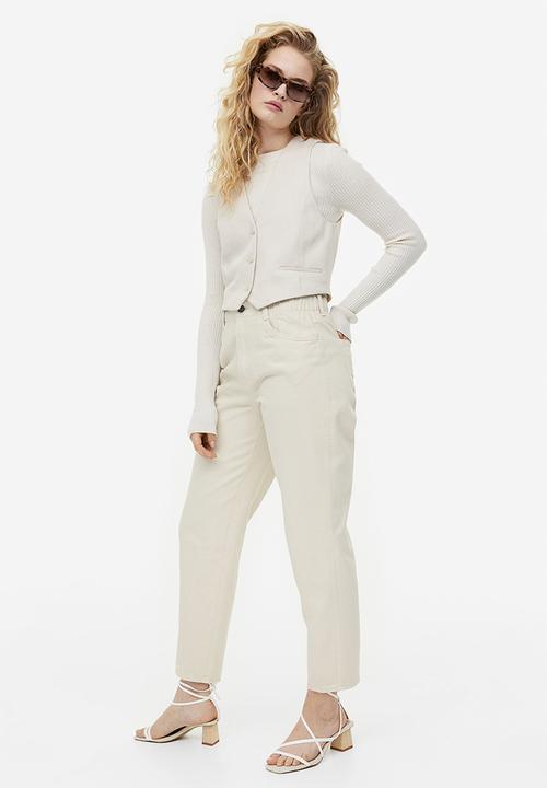 H&M - High waist twill trousers - light beige