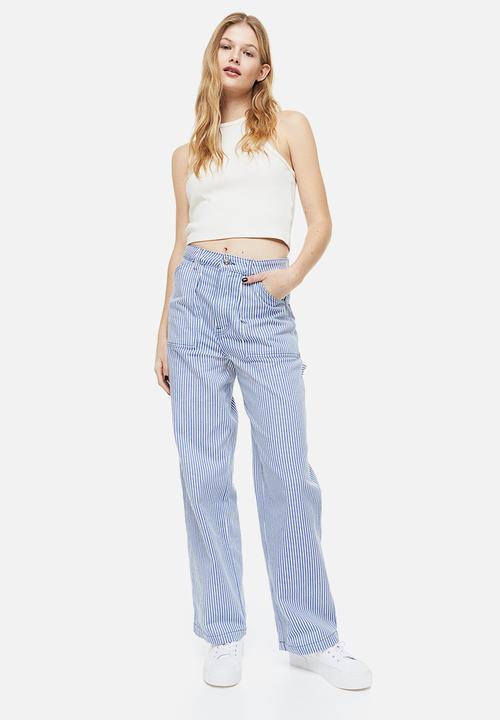 H&M - Twill cargo trousers - blue/striped