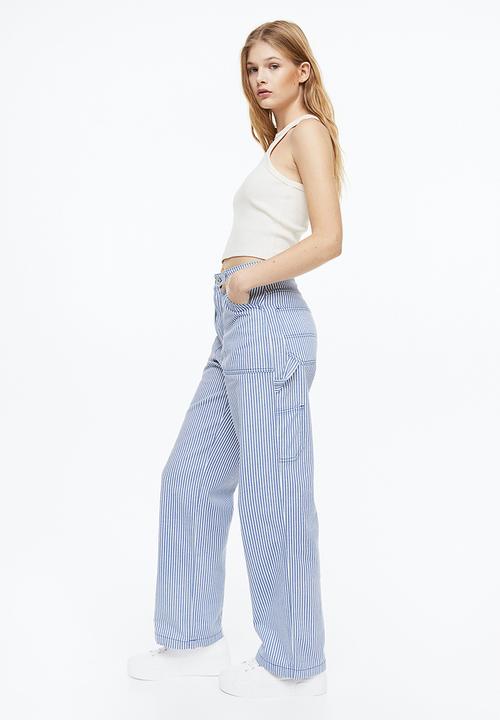 H&M - Twill cargo trousers - blue/striped