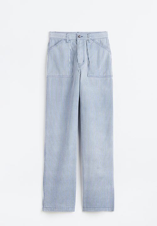 H&M - Twill cargo trousers - blue/striped