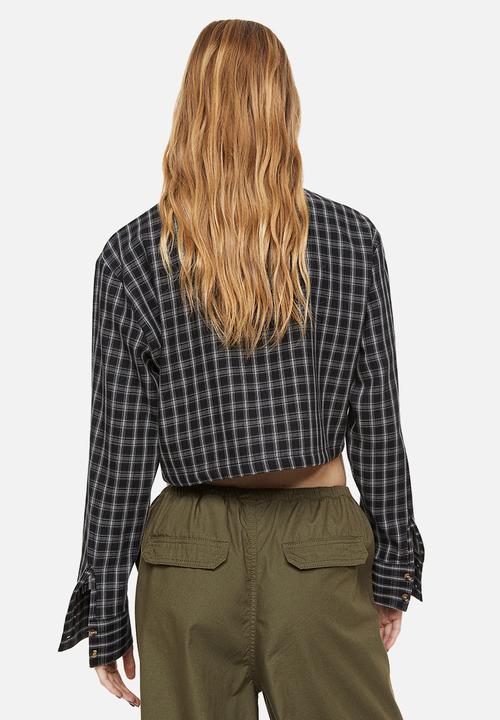 H&M - Cropped cotton shirt - black/checked