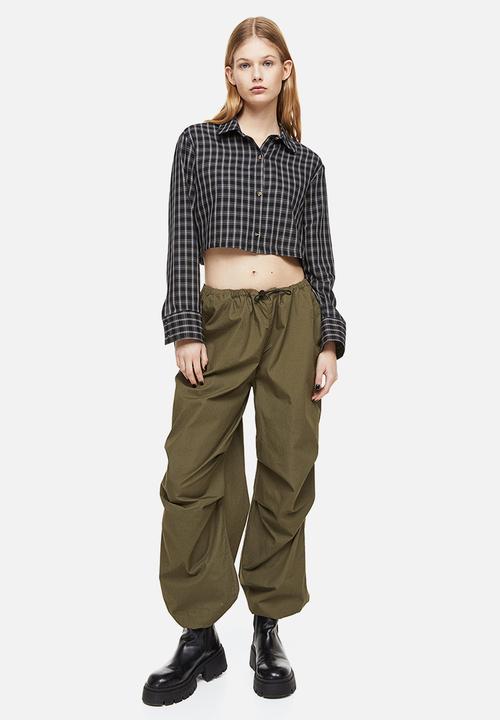 H&M - Cropped cotton shirt - black/checked
