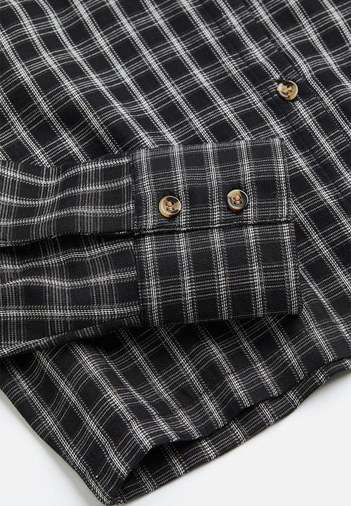 H&M - Cropped cotton shirt - black/checked