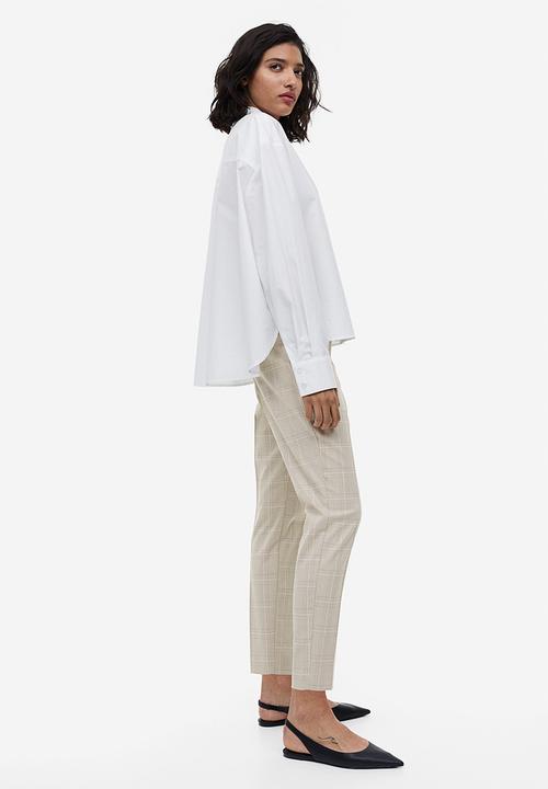 H&M - Cigarette trousers - light beige/checked