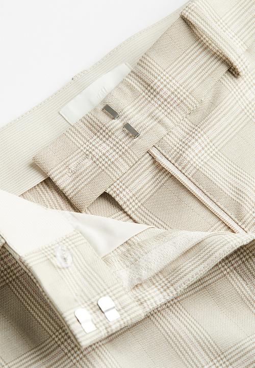 H&M - Cigarette trousers - light beige/checked