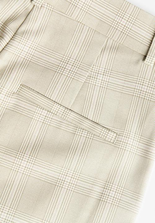 H&M - Cigarette trousers - light beige/checked