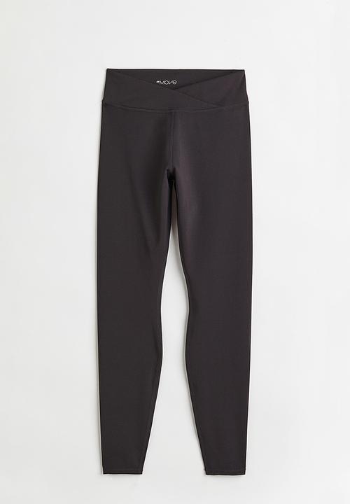 H&M - Wrapover-waist sports tights - black