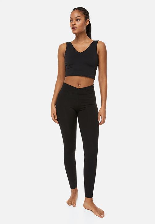 H&M - Wrapover-waist sports tights - black