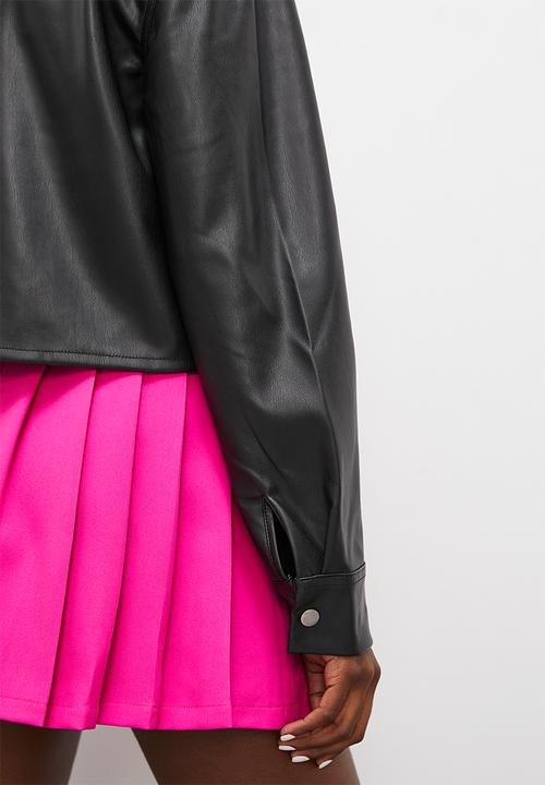 Blake - Cropped pu overshirt - black