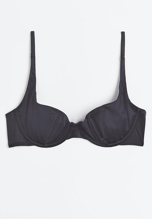 H&M - Non-padded underwired stretch satin bra - grey