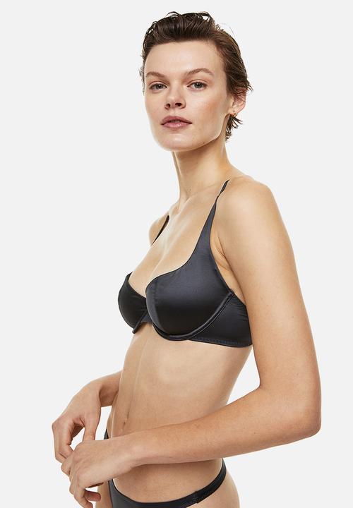 H&M - Non-padded underwired stretch satin bra - grey