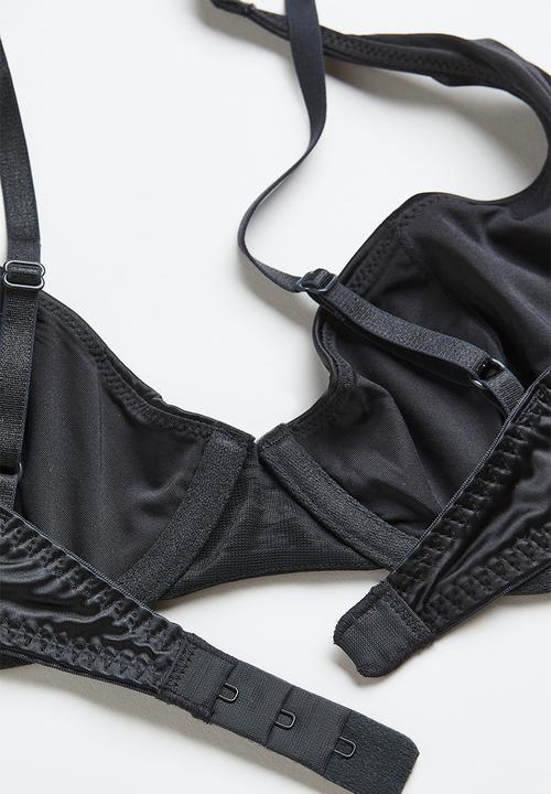 H&M - Non-padded underwired stretch satin bra - grey