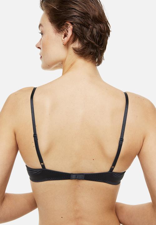H&M - Non-padded underwired stretch satin bra - grey